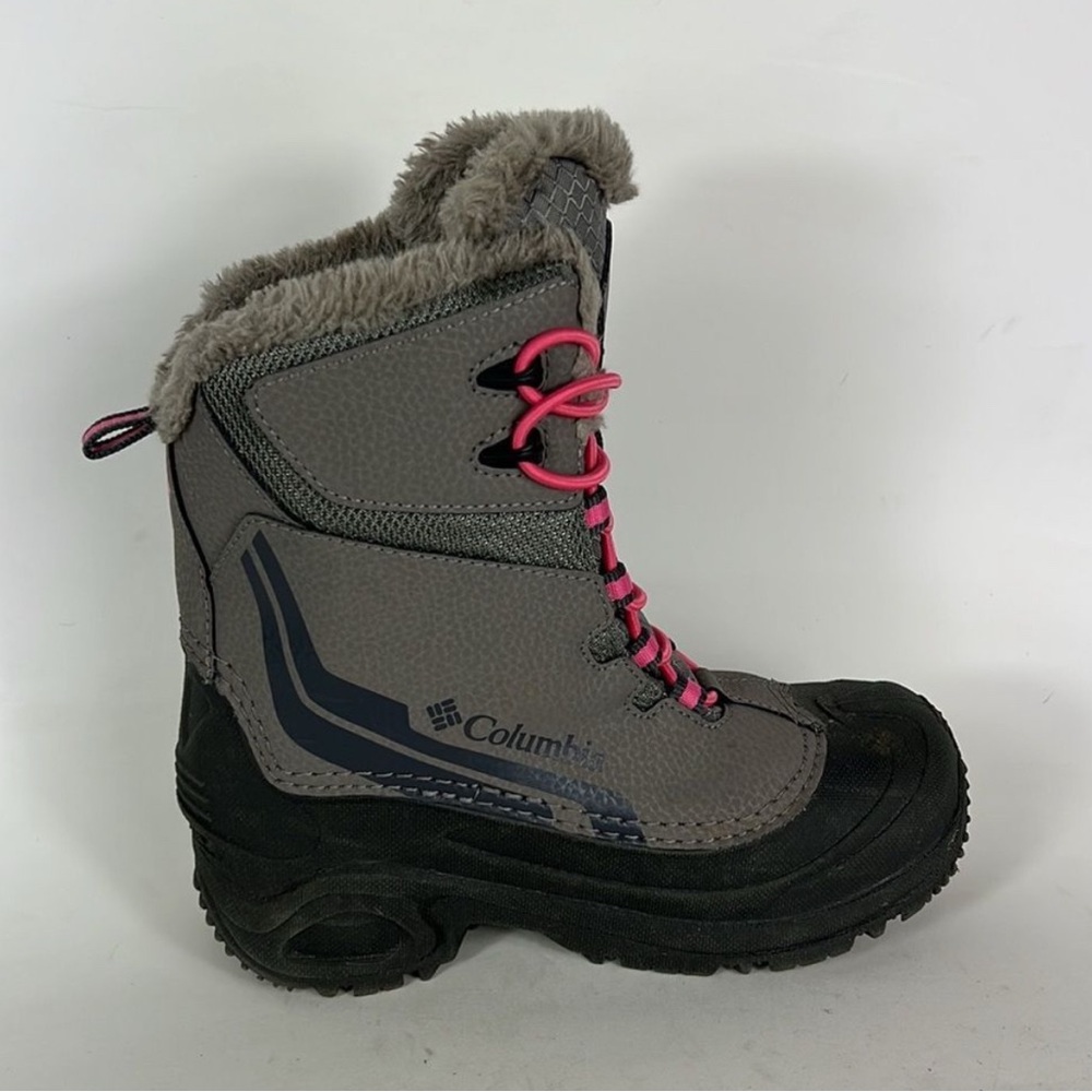 Columbia grey pink insulated waterproof winter snow boots us kids girls size 2 - Picture 7 of 8